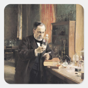 Louis Pasteur in zijn Laboratorium, 1885 Vierkante Sticker