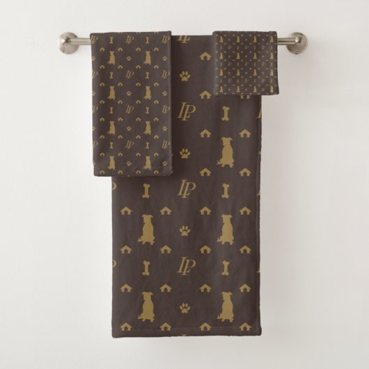 Louis Pitbull Luxury Dog Bling Pattern Bad Handdoek (Insitu)