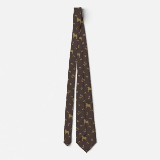 Louis Pug Face Luxury Dog Pattern Stropdas (Achterkant)