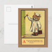 Louis Wain, Alphabet A Chat, Carte Postale Art (Devant / Derrière)