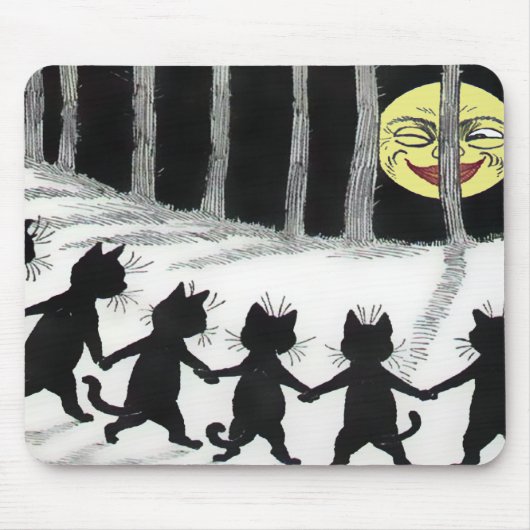 Louis Wain Black Cat Moon Mousepad Muismat (Voorkant)