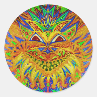 Louis Wain - Blauwe Paisley Kat Ronde Sticker