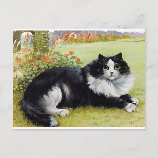 Louis Wain Cat, Black & White Cat Briefkaart (Voorkant)