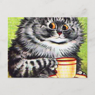 Louis Wain Cat Drink koffie Briefkaart