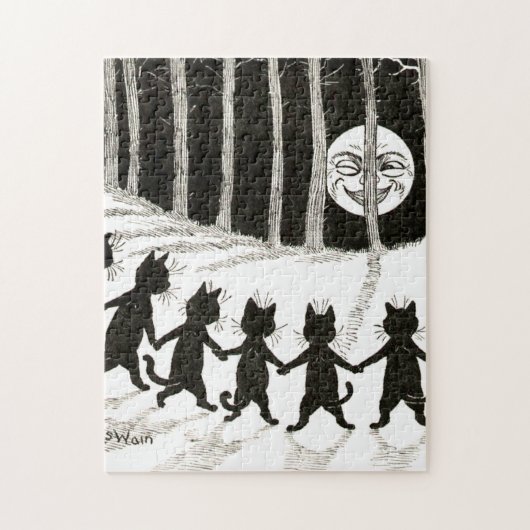 Louis Wain Cat Full Moon Legpuzzel (Verticaal)