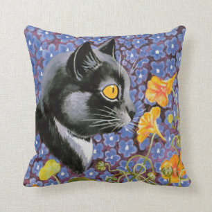  Louis Wain Cat in een Zee Flowers Cushion Kussen