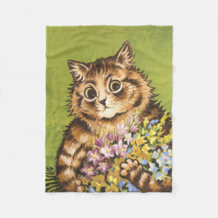 Louis Wain Cat met bloemen Fleece Deken
