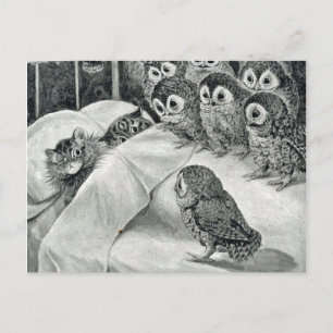 Louis Wain Cat Nightmare Owl Bird Briefkaart