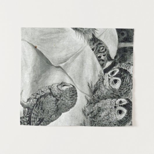 Louis Wain Cat Nightmare Owl Bird Wandkleed (Voorkant (horizontaal))