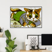  Louis Wain Cat Writer Mascot Poster Print (Thuiskantoor)