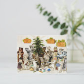 Louis Wain Cats Christmas Tree Decorating Party Bedankkaart (Staand voorkant)
