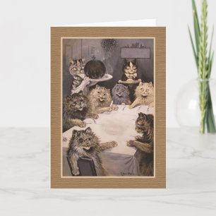 Louis Wain Cats "Kat Feest" Wenskaart Kaart