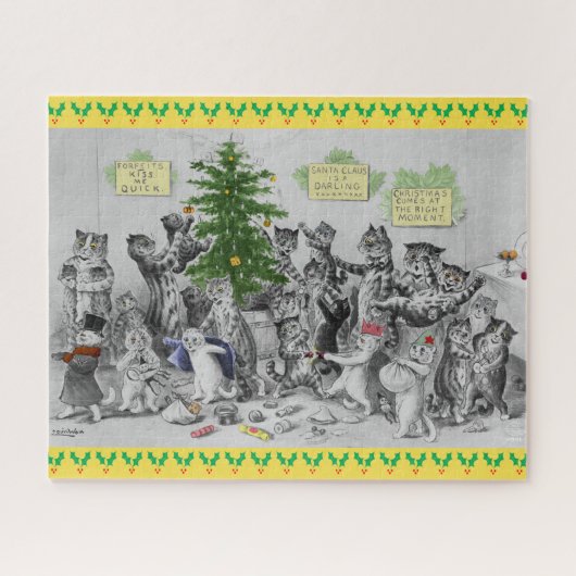 Louis Wain Cats Kerstparty Legpuzzel (Horizontaal)