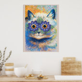 Louis Wain, Chat aux yeux fleuris, Poster (Cuisine)