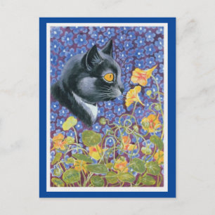 Louis Wain, Chat dans une mer de fleurs, Carte pos