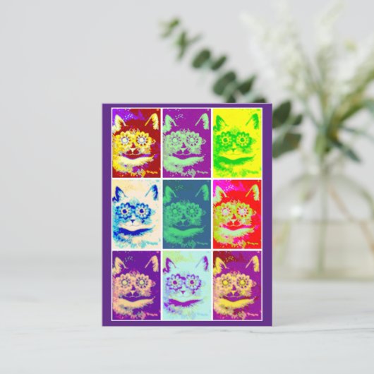 Louis Wain, Chat Psychédélique, Carte Postale Art (Debout devant)