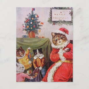 Louis Wain Christmas Chat Famille Vintage Carte po