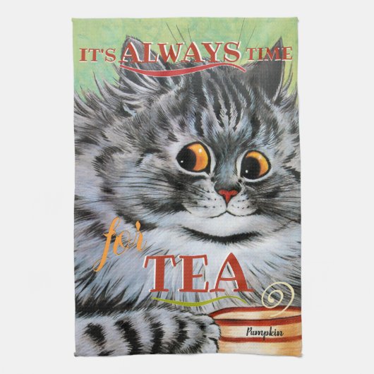 Louis Wain Cute Teacup Cat Art Theedoek (Verticaal)