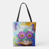  Louis Wain Flower Power Cat Art Draagtas (Achterkant)