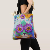  Louis Wain Flower Power Cat Art Draagtas (Dichtbij)