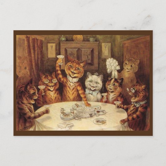 LOUIS WAIN KAT KATTEN ANSICHTKAART, 'FEest' ANSICH Briefkaart (Voorkant)