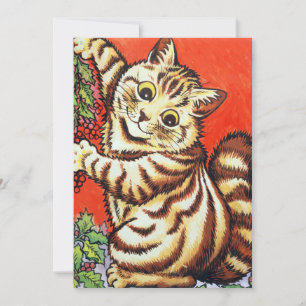 Louis Wain Kerstkat Plat Kerstkaart