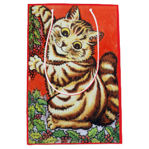 Louis Wain Kerstkat Versiert Boom Geschenkzak Medium Cadeauzakje