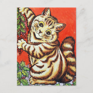 Louis Wain Kerstkat Versiert Gepersonaliseerd Feestdagenkaart