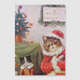 Louis Wain Kerstkatten Vintage Magnetische Kaart