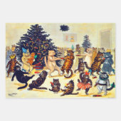 Louis Wain, kerstkerstcadeaupapier Inpakpapier Vel (Voorkant 3)