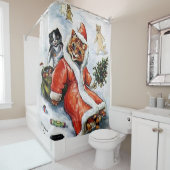 Louis Wain Kerstkerstkerstkerstkerstkerstkat Douchegordijn (In situ)