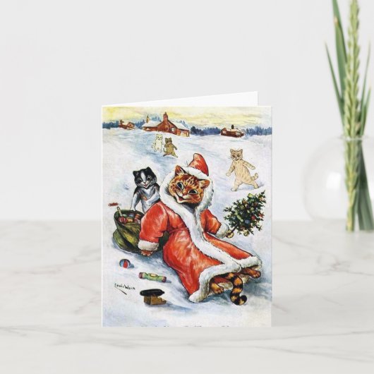 Louis Wain Kerstman Sinterklaas Kat Kaart (Voorkant)