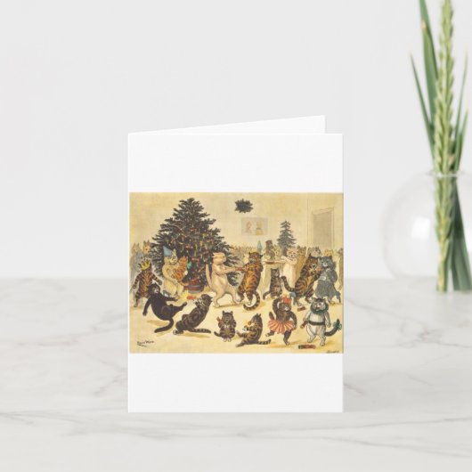 Louis Wain Kerstparty Kaart (Voorkant)