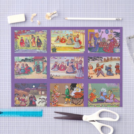 Louis Wain, Mikado Cats Tissuepapier (Craft)