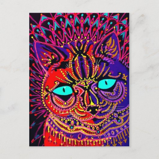 LOUIS WAIN PSYCHEDELIC CAT BRIEFKAART (Voorkant)