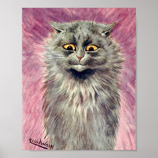 Louis Wain Russian Blue Cat Poster (Voorkant)