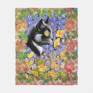 Louis Wain Tuxedo Cat Art Fleece Deken