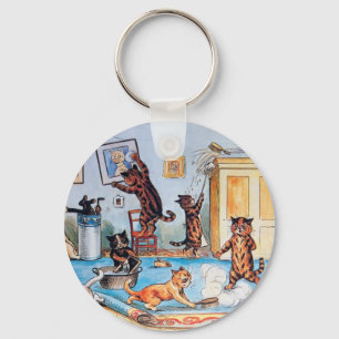 LOUIS WAIN'S FUNNY SPRING CLEANING CATS SLEUTELHANGER