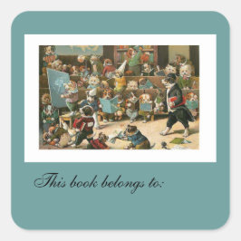 Louis Wain's School is voor de Honden Bookplate Vierkante Sticker