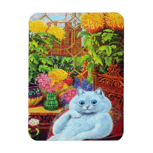 Louis Wain's Witte Kat in Tuinkamer Magneet (Verticaal)