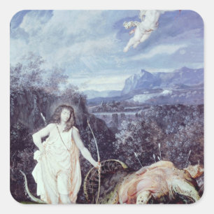 Louis XIV als Apollo, laag Python Vierkante Sticker