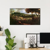 Louis XIV Het jagen bij Marly met een Uitzicht Poster (Thuiskantoor)