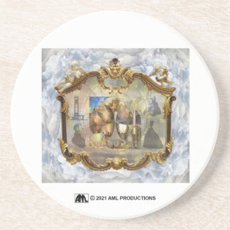 Louis XVI en Marie Antoinette Clouded Mirror 2 Zandsteen Onderzetter