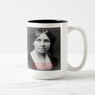 Louisa May Alcott "Geld is kwaad" Wijsheid Citaat Tweekleurige Koffiemok