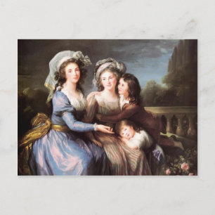 Louise Elisabeth-Marquise de Rougé met haar zons Briefkaart