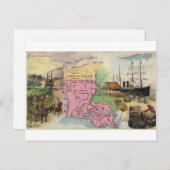 Louisiana, 1889  kaart (Voorkant / Achterkant)