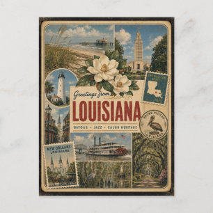 Louisiana Authentieke Vintage Stijl Ansichtkaart Briefkaart