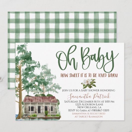 Louisiana Bayou Baby shower Invitation (Devant / Derrière)