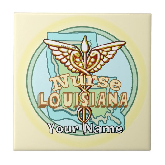 Louisiana Caduceus Nurse Tile Tegeltje (Voorkant)