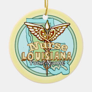 Louisiana Caduceus Verpleegster Keramisch Ornament